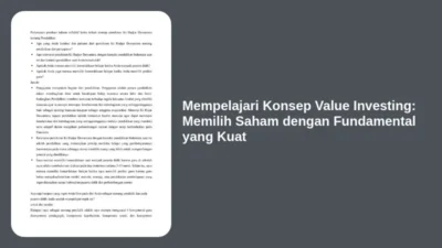 Mempelajari Konsep Value Investing: Memilih Saham dengan Fundamental yang Kuat
