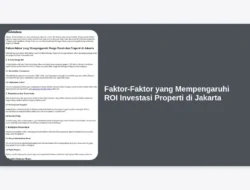 Faktor-Faktor yang Mempengaruhi ROI Investasi Properti di Jakarta